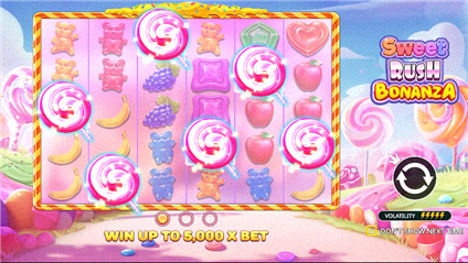 Sweet Rush Bonanza schermata intro con griglia 7x5